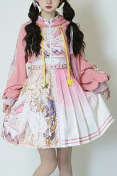 Ensemble robe JSK et sweat à capuche Sweet Lolita avec impression de la série début rose du soleil et de la lune